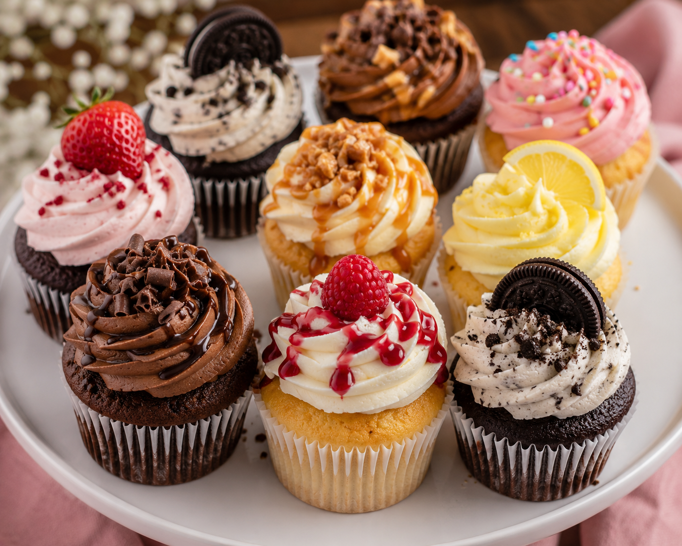 Cupcakes with swirled frosting